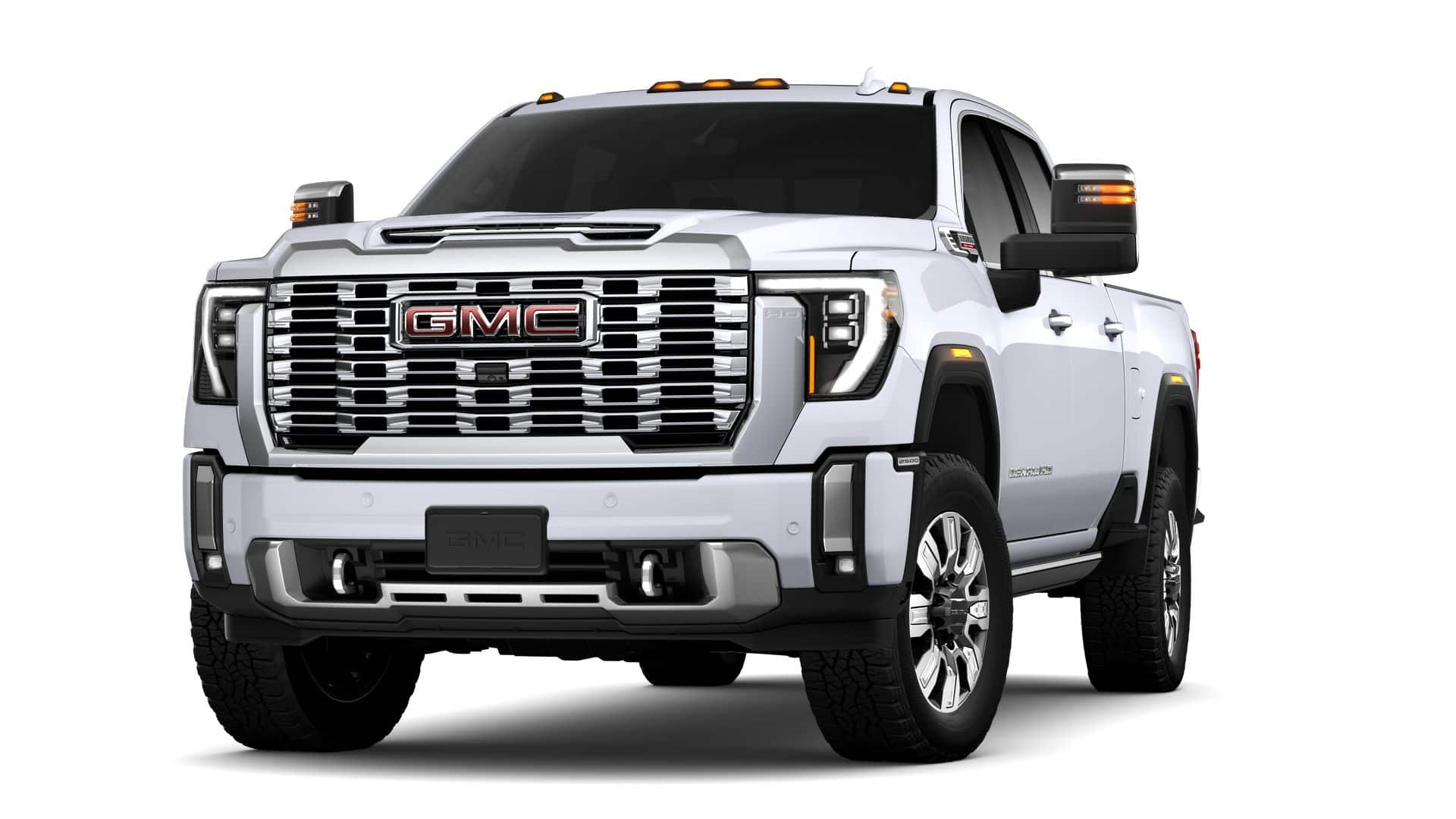2026 GMC Sierra 2500 HD Denali in Glacier White Tricoat — front three-quarter view